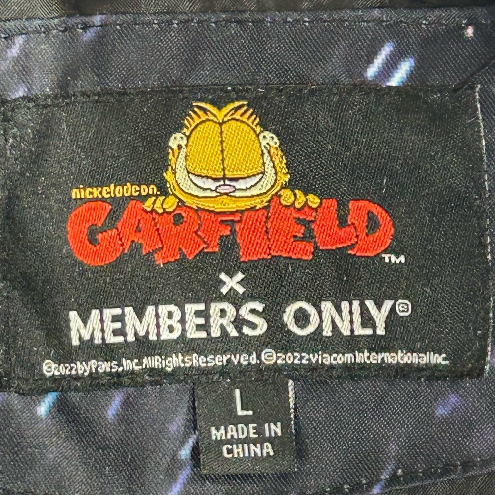 Members Only Garfield & Odie Black Puffer Hoodie Jacket Men’s Size L - Picture 4 of 16
